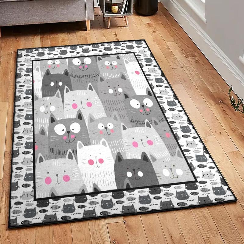 Kitten Modern Area Rugs Gray Cat Home Decor