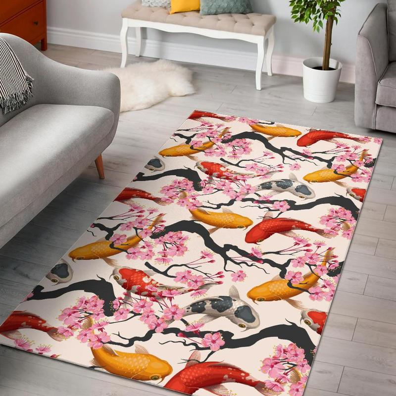 Koi Fish Pattern Print Area Rug Living Room Rug Home Decor