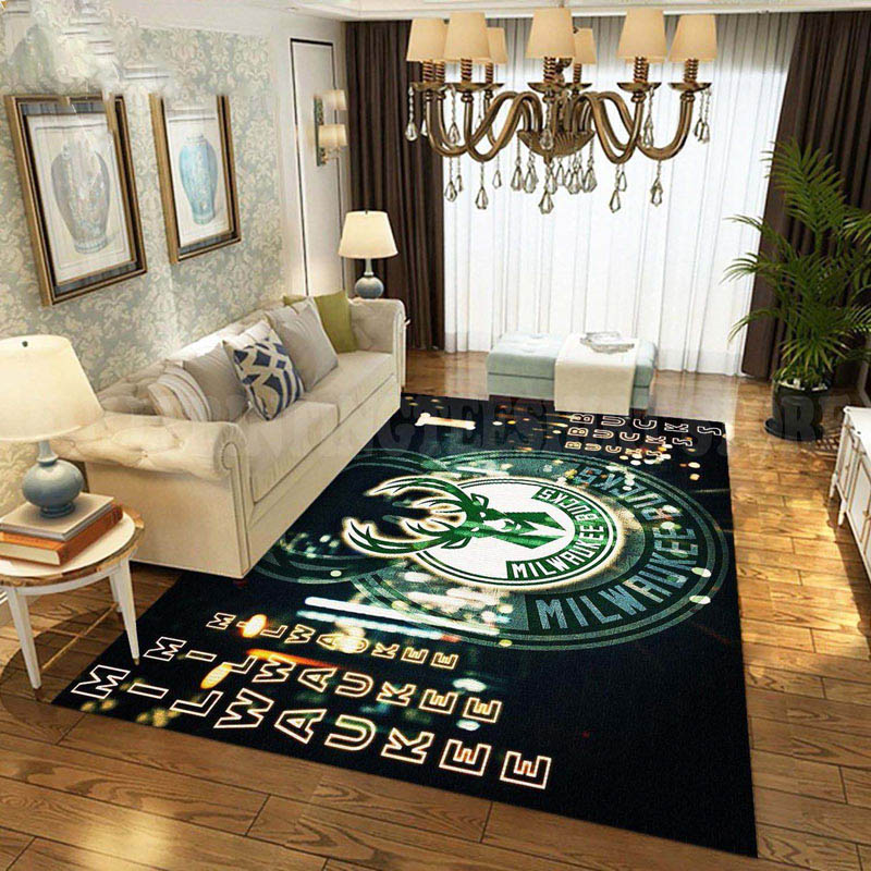 NBA Milwaukee Bucks All Over Print Home Decor Floor Rug milwaukee bucks area rug milwaukee bucks carpet dining room rug outdoor rugs v21