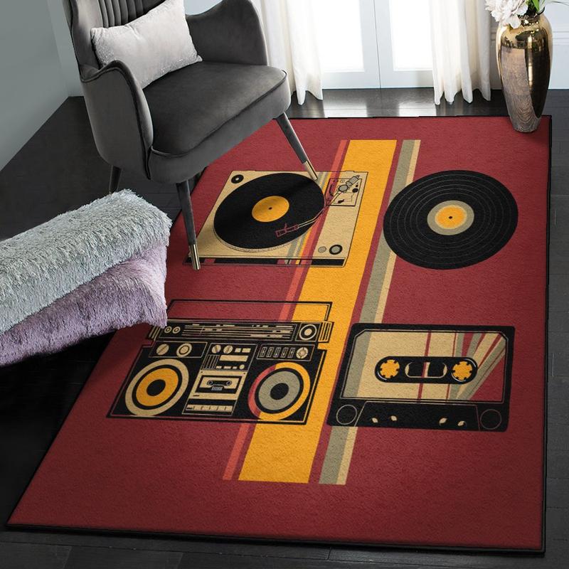 Music Large Area Rugs Retro Sound Rug Home Decor