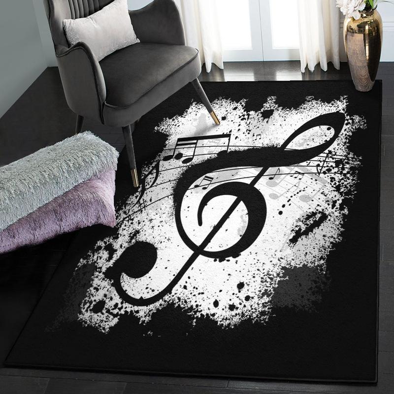 Music Note Large Living Room Rugs Music Note Black Home Decor