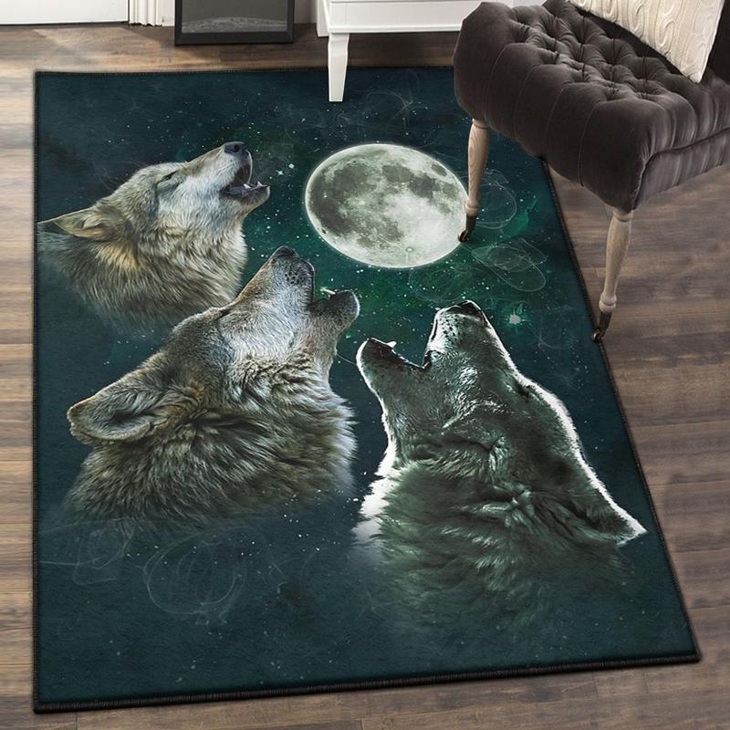 Mythical Creatures Washable Rugs Three Wolf Moon Rug Home Decor