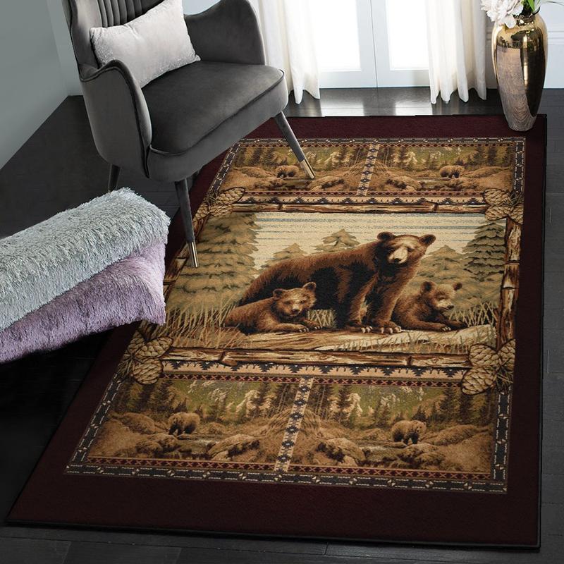 Native Land Washable Rugs Bear Native Vintage Pattern Rug Home Decor