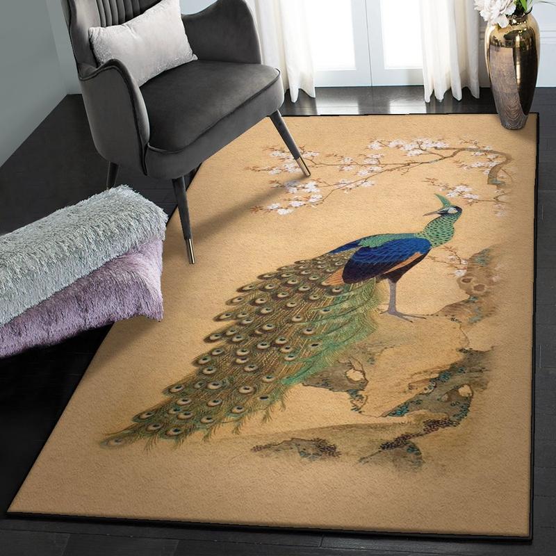 Peafowl Indoor Outdoor Carpet Peacock In The Spring Home Decor