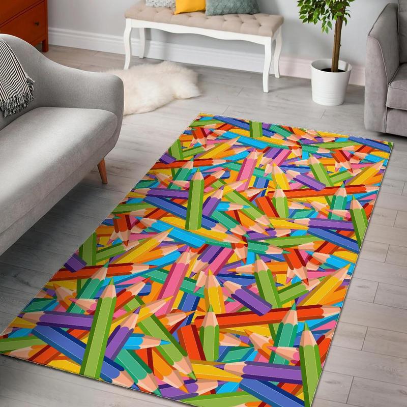 Pencil Pattern Print Area Rug Living Room Rug Home Decor