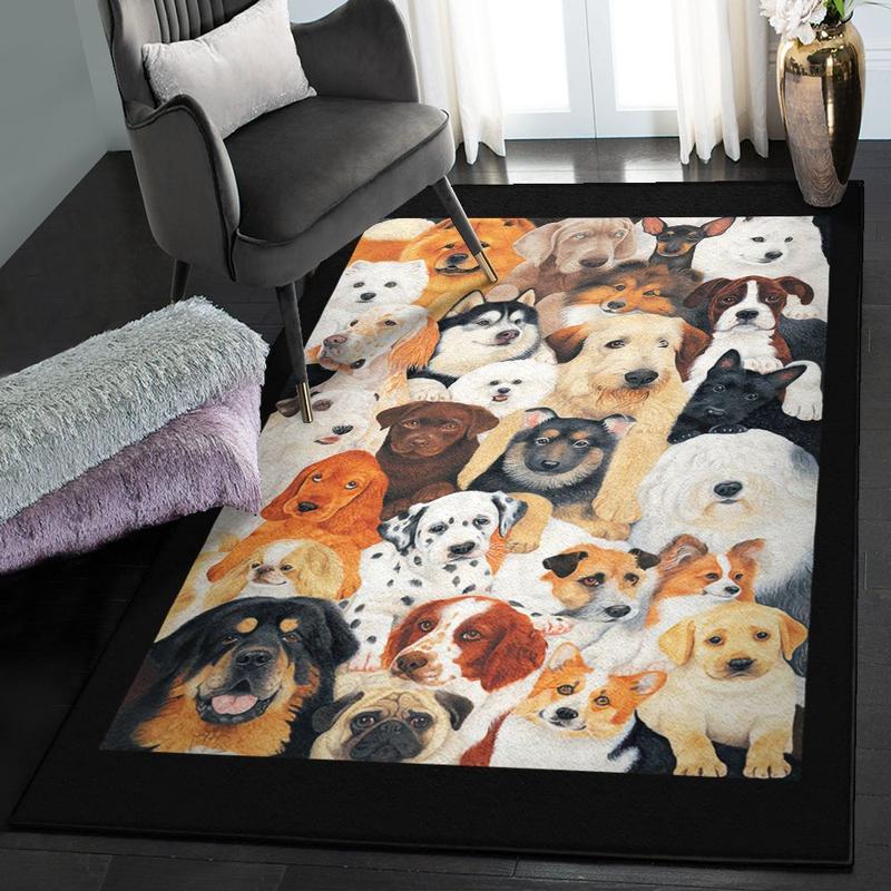 Puppy Washable Area Rugs Cute Dogs Rug Home Decor