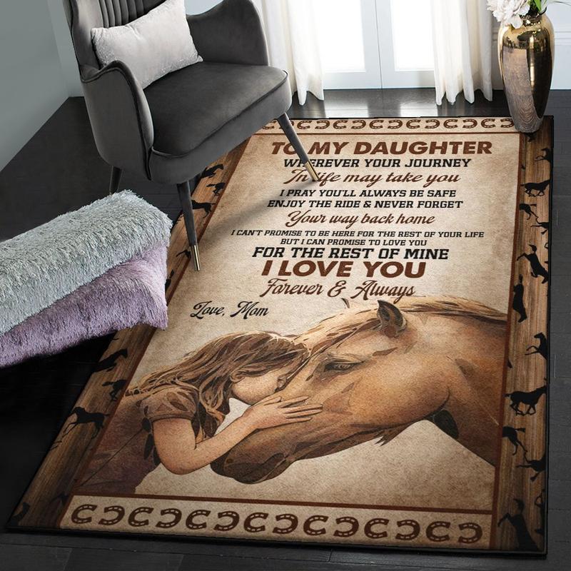 Riding Horse Modern Area Rugs Horse To My Daughter I Love You Forever And Always Mom Rug Home Decor