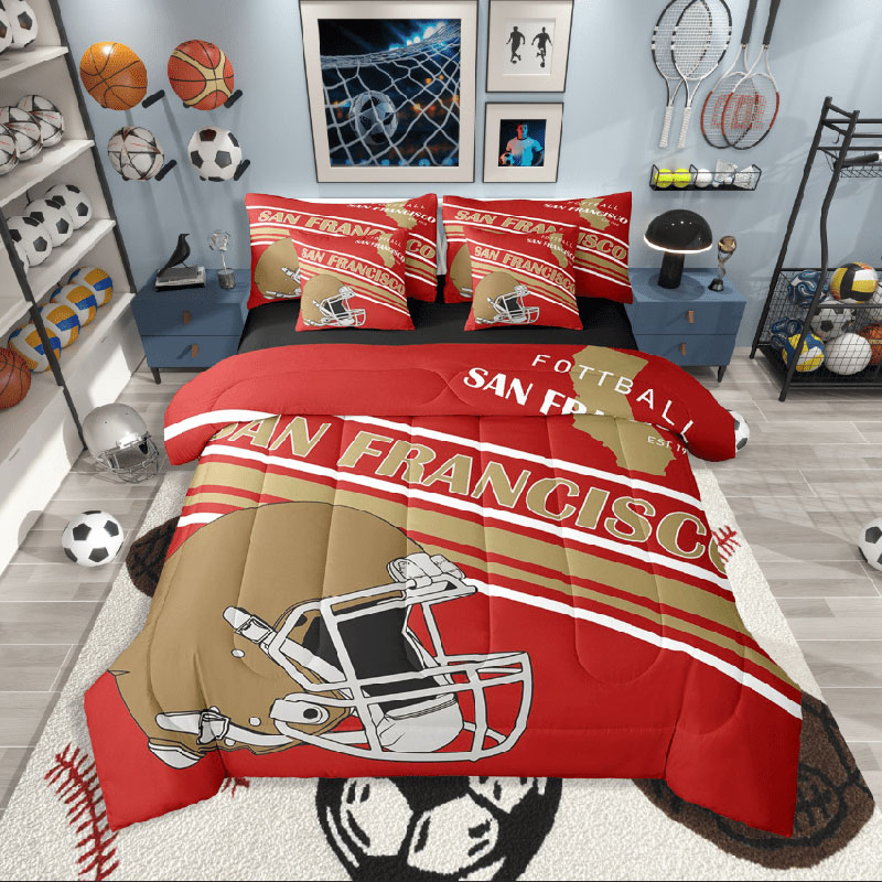 San Francisco 49ers Bed Set Quilt Set Quilt Bedroom Bedding Sets