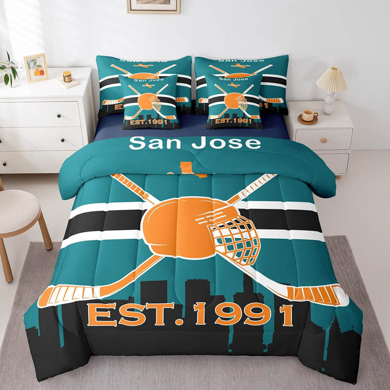 San Jose Sharks Bedding Set Quilt Set Quilt Bedroom Bedding Sets