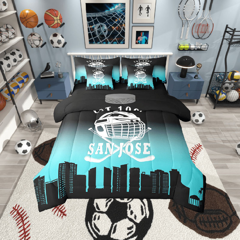 San Jose Sharks Bedding Sets Quilt Set Quilt Bedroom Bedding Sets