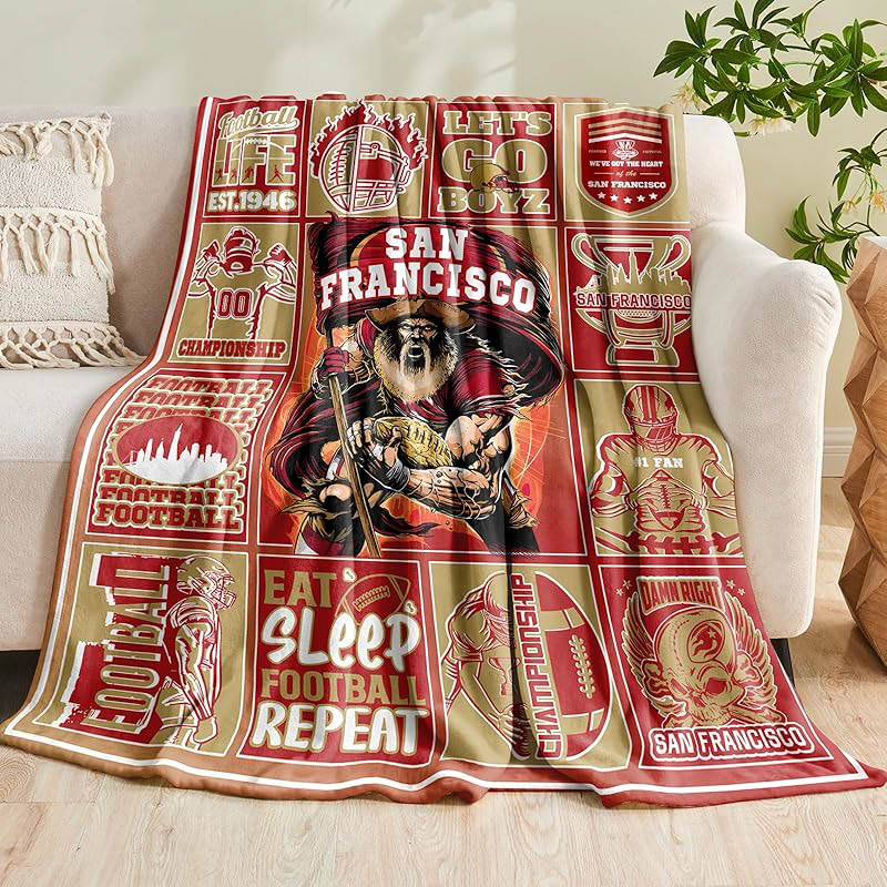 San Francisco 49ers Blankets Sherpa Blankets Throw Blankets Plush Blanket