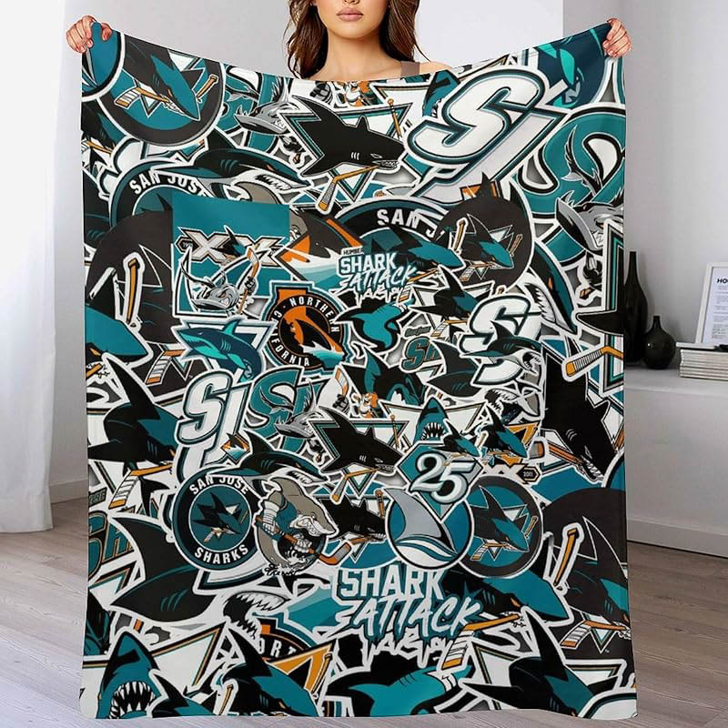 San Jose Sharks Blanket Fleece Blanket Throw Blanket Plush Blankets