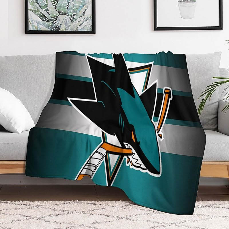 San Jose Sharks Blankets Sherpa Blanket Throw Plush Blanket
