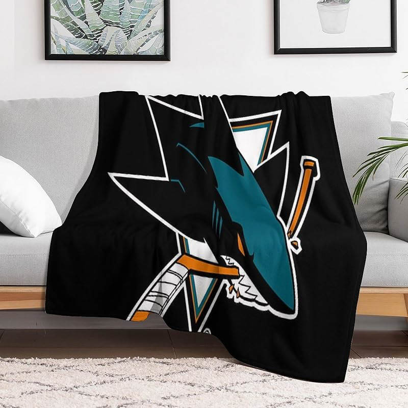 San Jose Sharks Blankets Sherpa Blanket Throw Plush Blanket
