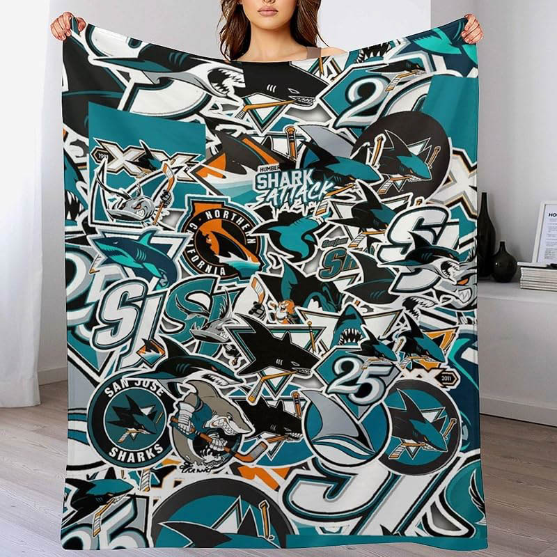 San Jose Sharks Blankets Sherpa Blankets Throw Blanket Plush Blankets