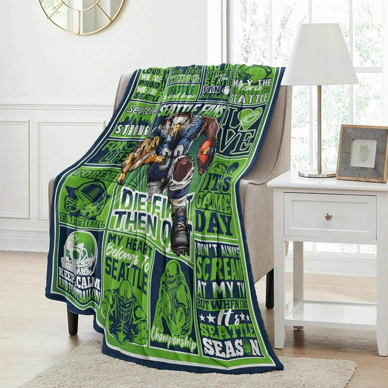 Seattle Seahawks Blanket Sherpa Blankets Throw Blankets Plush Blanket